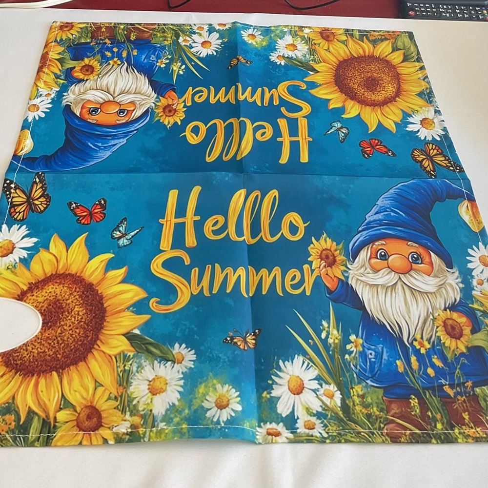 Hello Summer Mailbox Cover with Gnome and Sunflowers